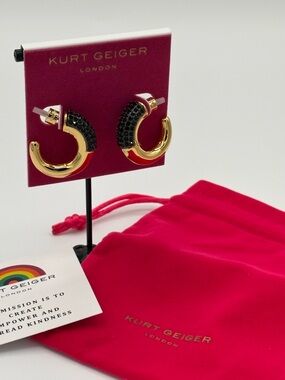 NWT Kurt Geiger Pavé Crystal Chunky Hoop Earrings